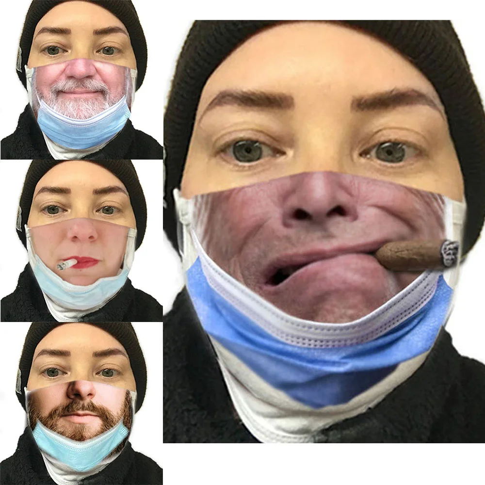 

HOT Funny Happy Kiss Smoking Face-Mouth Man Women Unisex Cosplay Masks Dustproof Sports Breathable Halloween Party Mask