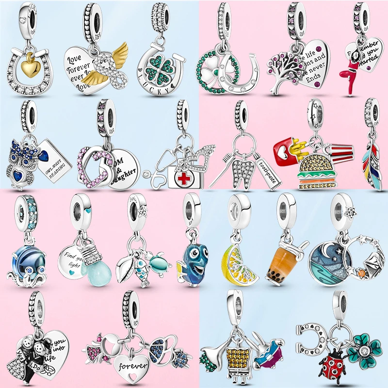 

Boy Girl and Heart Shape Pendant Charm Silver Color Fit Original Brand Charms Bracelet For Jewelry Women Festival Gift