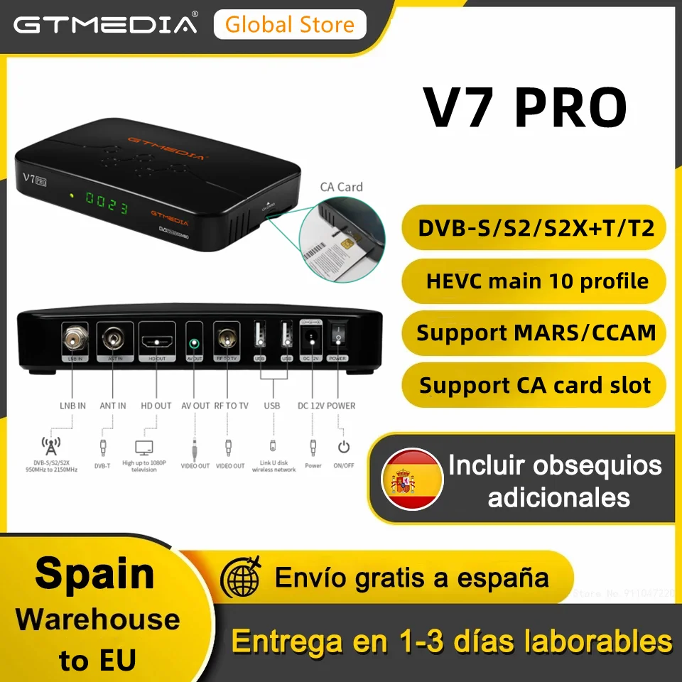

Спутниковый ресивер GTMEDIA V7Pro Combo DVB-S/S2/S2X + T/T2 поддержка MARS/CCAM, карта CA Europe T2MI PK Freesat V7 Plus TV Box