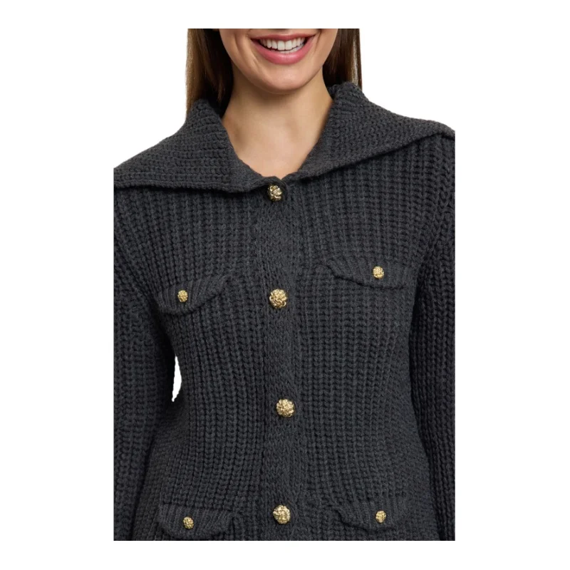 Trendyol TYZA женский кардиган повседневный стандартный крой трикотаж с отложным