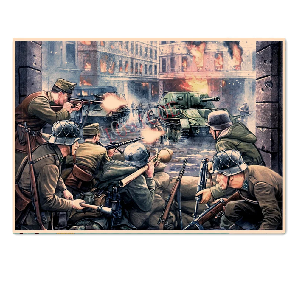 

Wehrmacht smashes the attacking enemy Vintage Kraft Paper Poster WW II War Military Art Retro Home Wall Decor Painting Pictures