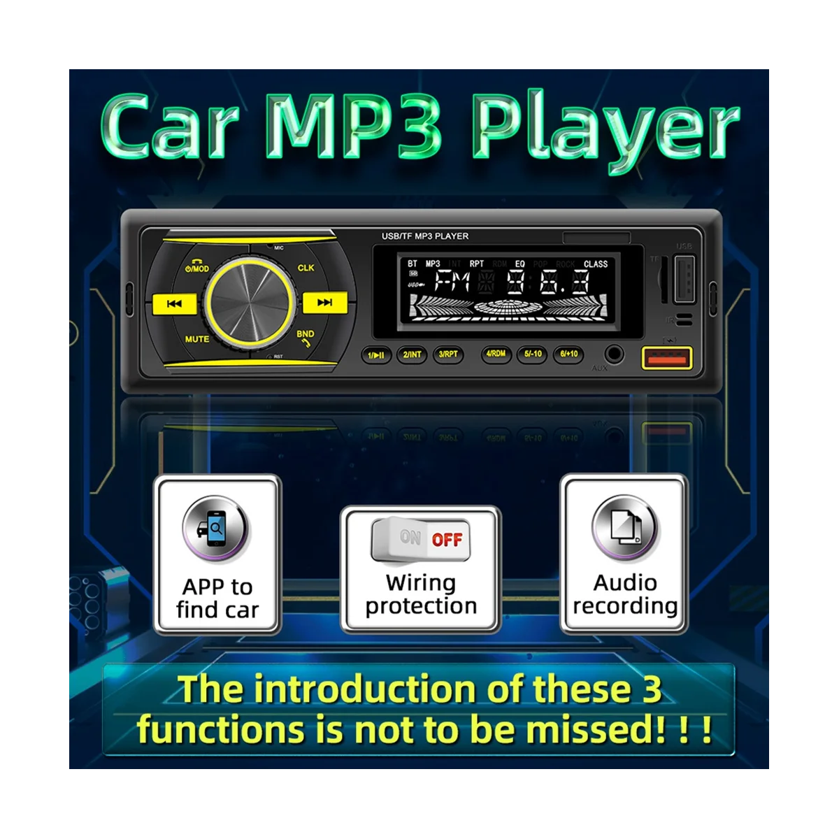 Автомобильный аудиоприемник стереоприемник с Bluetooth ЖК-дисплеем AM/FM радио
