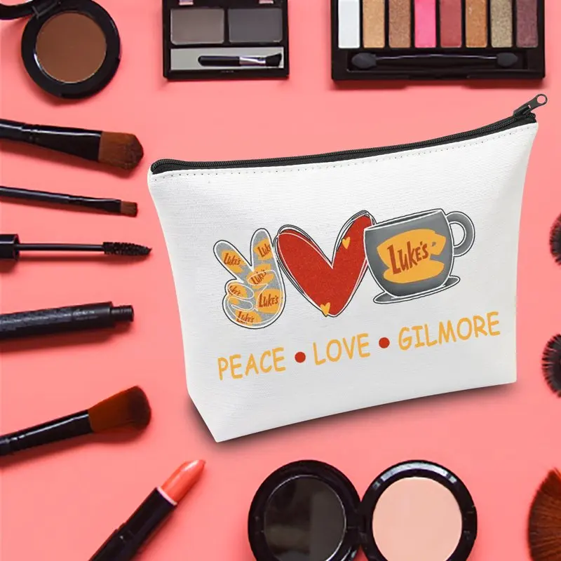Funny, Peaceful and Loving Gilmore TV Show Lorelai and Rory Fans Cosmetic Bag Gift Zipper Pouch Makeup Bag For Friends and Famil