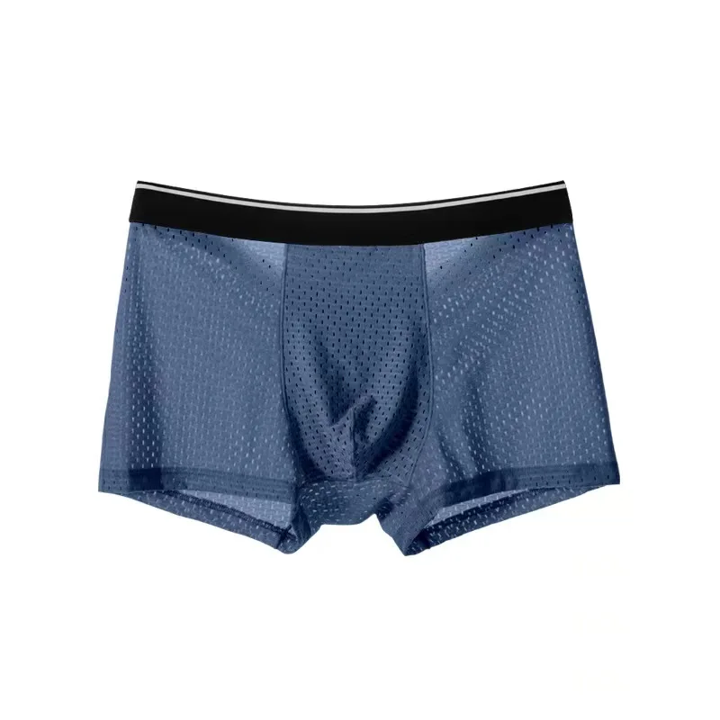 Full Mesh Boxer Shorts Head Ice Silk Mens Boxer Briefs Summer Cotton Breathable Hollow Mesh Boxer Shorts