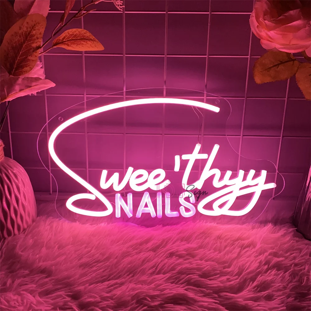 Неоновая светодиодная вывеска для ногтей украшение салона красоты подвесные