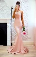 merdela evening dresses pearls appliques women party plus size robe de soiree pink long elegant mermaid prom gowns