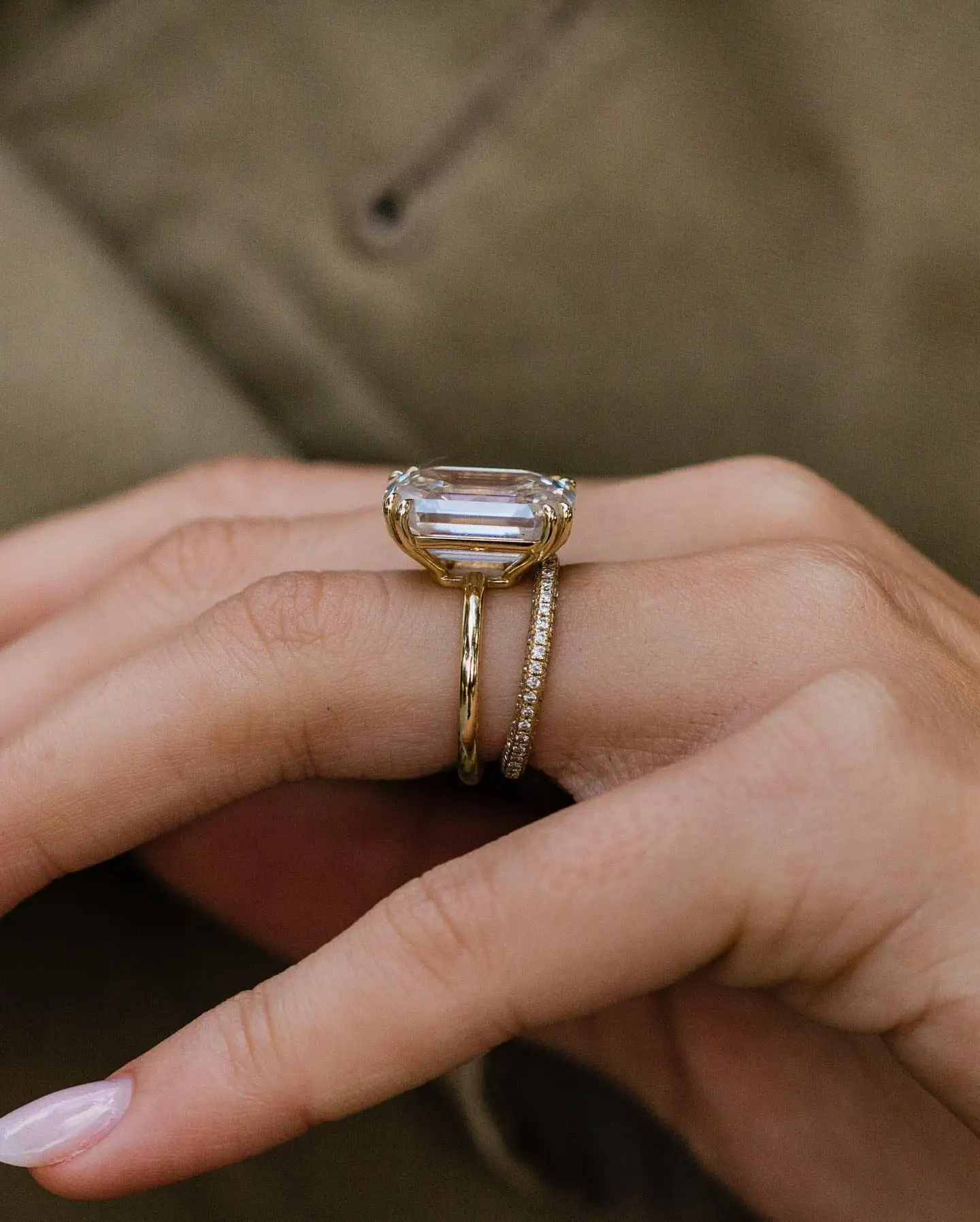 JOVOVASMILE Vintage White Moissanite Ring 14k 18k Gold 11.5 Carat 15x11.5mm Old Mine Emerald Cut  Fashion  Anillos Compromiso