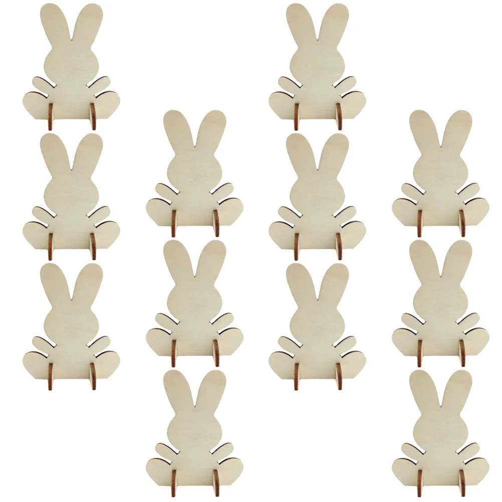

12pcs Easter Bunny Wooden Cutouts Wood Easter Party Decorations DIY Toys