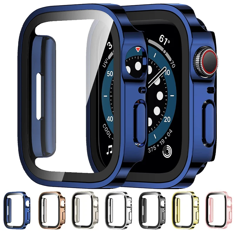 

Straight Edge Tempered Glass for Apple Watch Case 45mm 41mm 44mm 40mm Screen Protector apple watch series 9 7 8 SE 6 5 cover