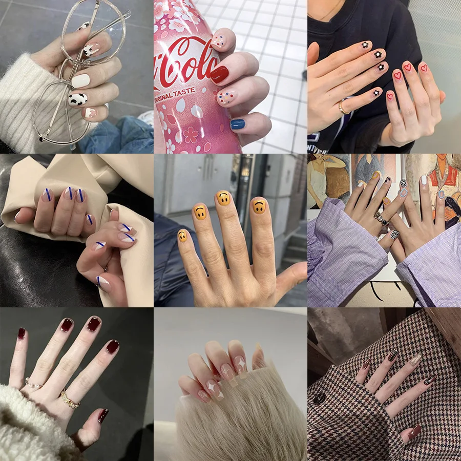 

24Pcs/box Press on Fake Nails Full Cover Artificial Nail Short Simple Nail Beauty Tips Naked Pink French White Side False Nails