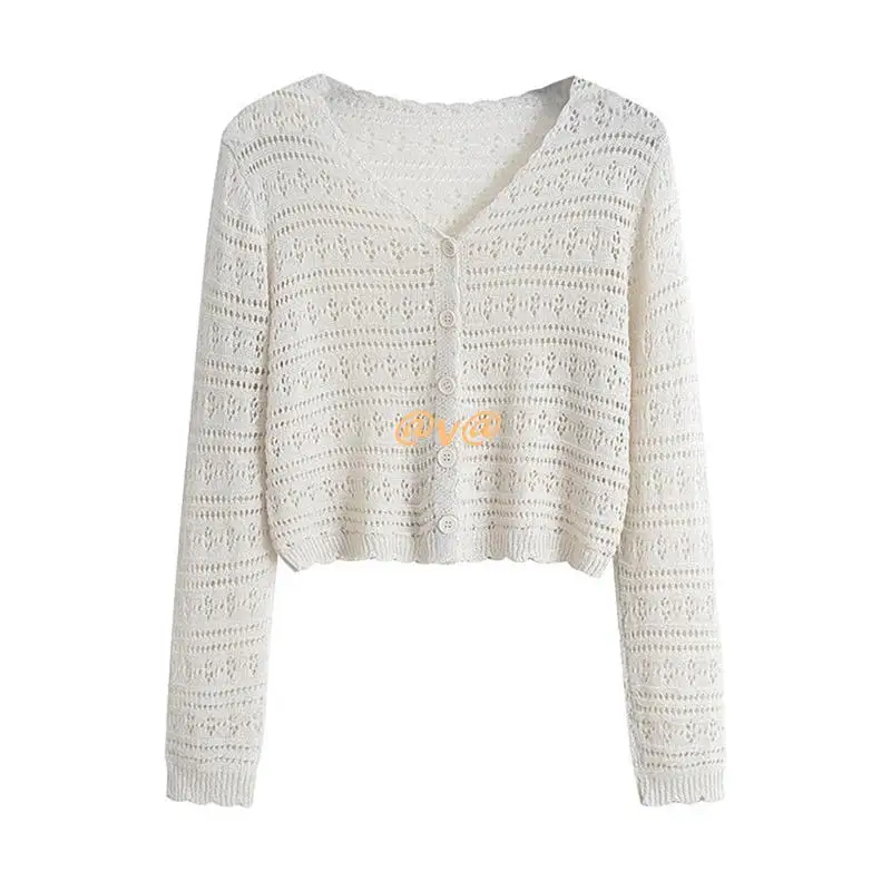 

Sun Protection Top Long Sleeve V Neck Button Down Cropped Cardigan Sweater Coat