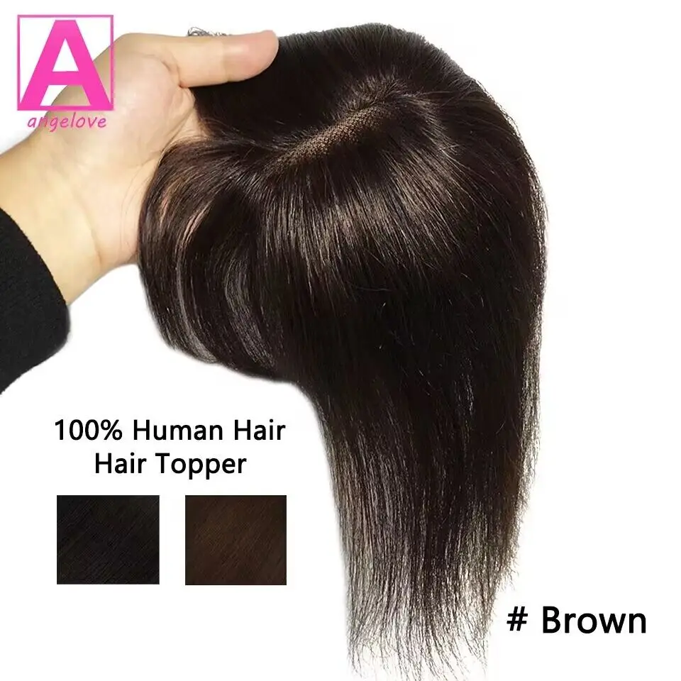 Natural Straight Human Hair Toppers 13x9cm 10 Inches Swiss Lace Real Remy Human Hair For Women Brown Clip In Hair Extensions
