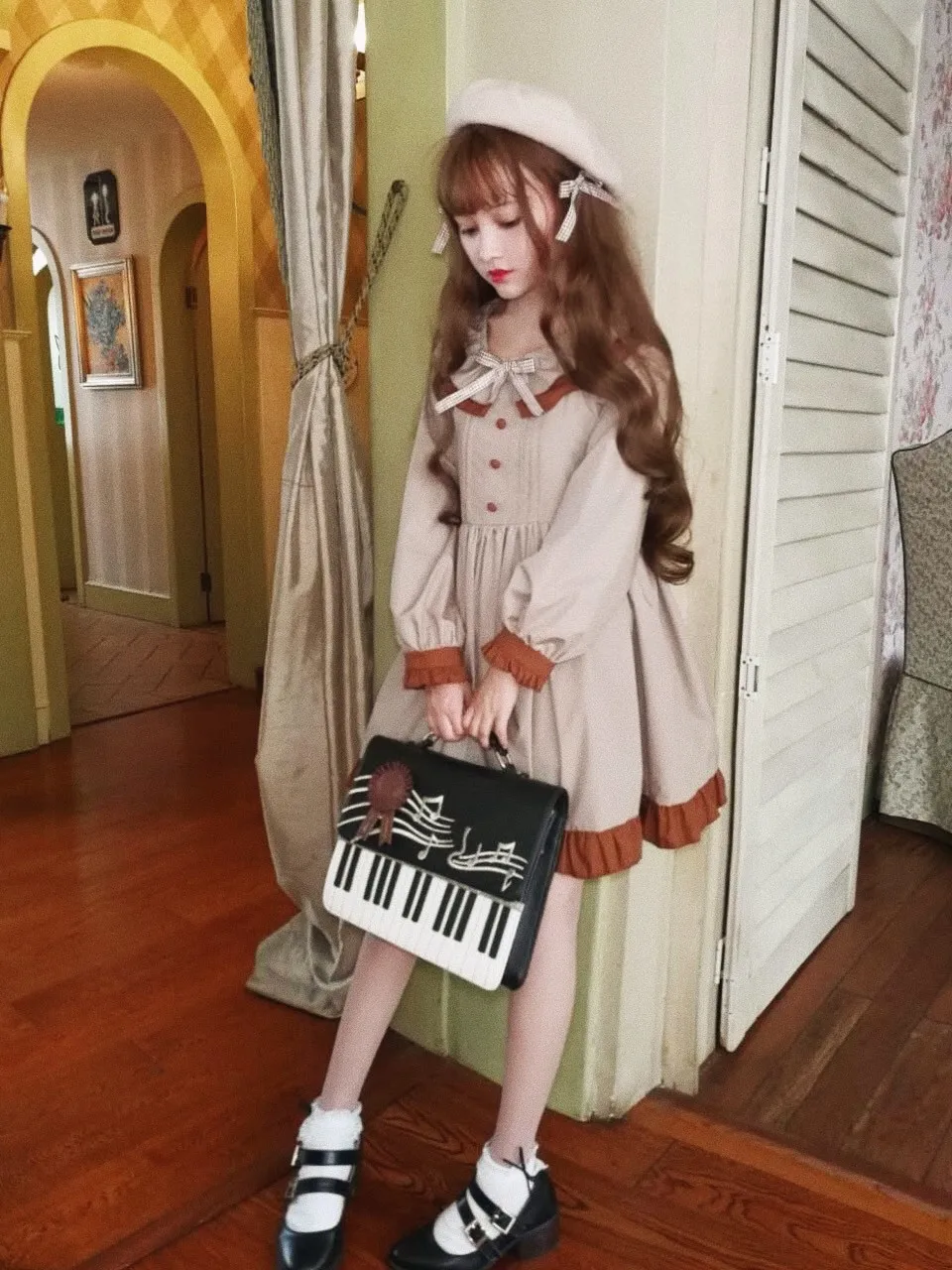 Новинка 2018 милое платье с оборками и длинными рукавами-фонариками осенние