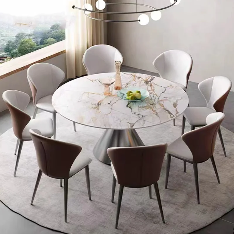 

Luxury Rock Board Round Dining Table And Chairs Combination Simple Modern Size Nordic Kitchen Mobili Cucina Apartment Household