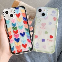rainbow graffiti love heart soft case for iphone 11 13 12 pro max xs xr x 7 8 se 2020 2022 phone cases cute cover capa