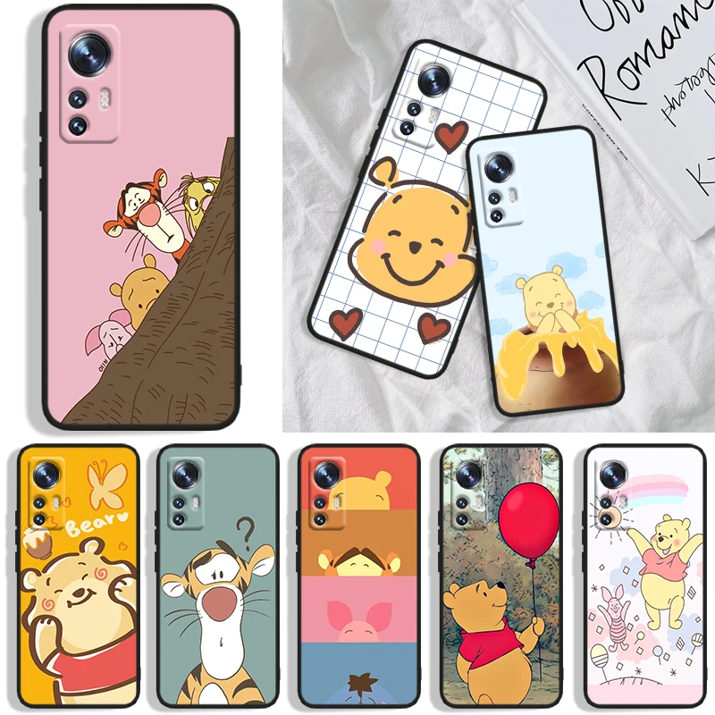 

Beautiful winnie the pooh Phone Case For Xiaomi Mi A1(5X) A2(6X) A3(CC9E) Play Mix 3 8 9 9T Note 10 Pro SE Black Iuxury Silicone