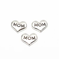 hot sale 10pcslot silver i love mom mum heart floating charms fit glass living locket pendant necklace mothers day jewelry