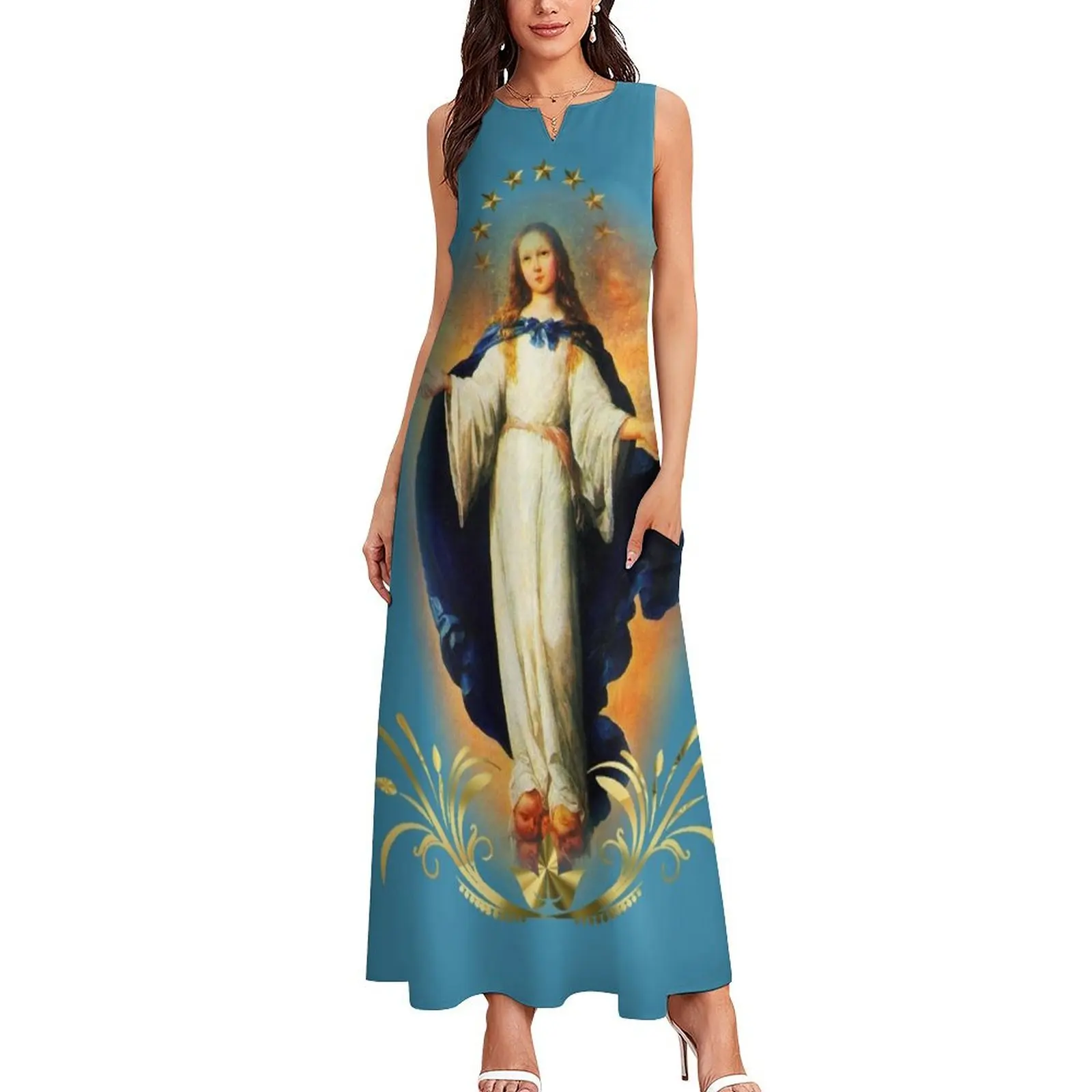 Длинное платье Immaculate Conception Assumption Virgin Mary Nicaragua Patron Saint женские модные платья
