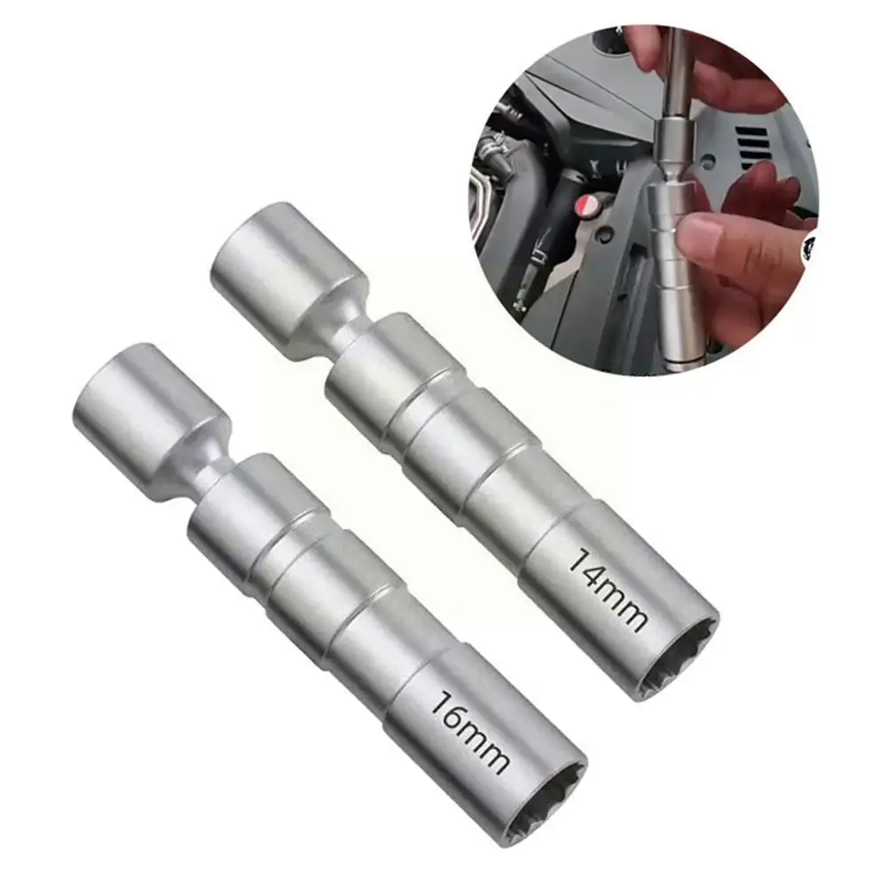 

14mm & 16mm Thin Wall Magnetic Swivel Socket Drive Plug Swivel Removal 12-point Tool - - Socket Spark Extens 3/8 R4x7