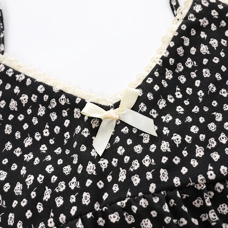 CAIYIER Flower Girls Nightwear V-Neck Sling Top + Long Pants Sexy Sleepwear For Women Leisure Pajamas Set Summer Lingerie Sets