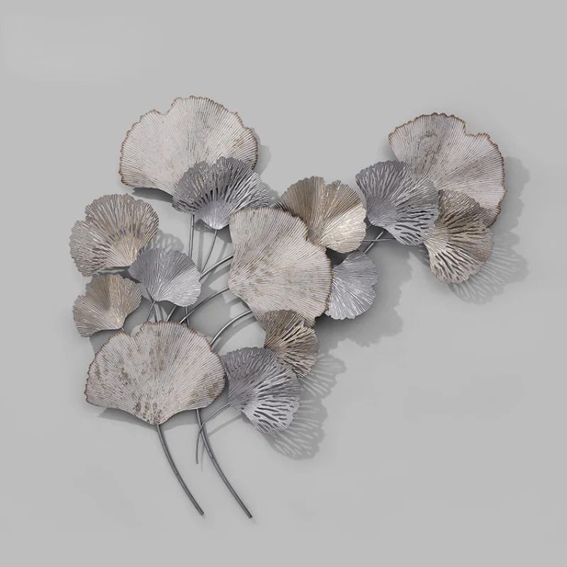 

Silver Ginkgo Leaf Background Wall Pendant Three-dimensional Pendant Wall Decoration Metal Leaf Jewelry