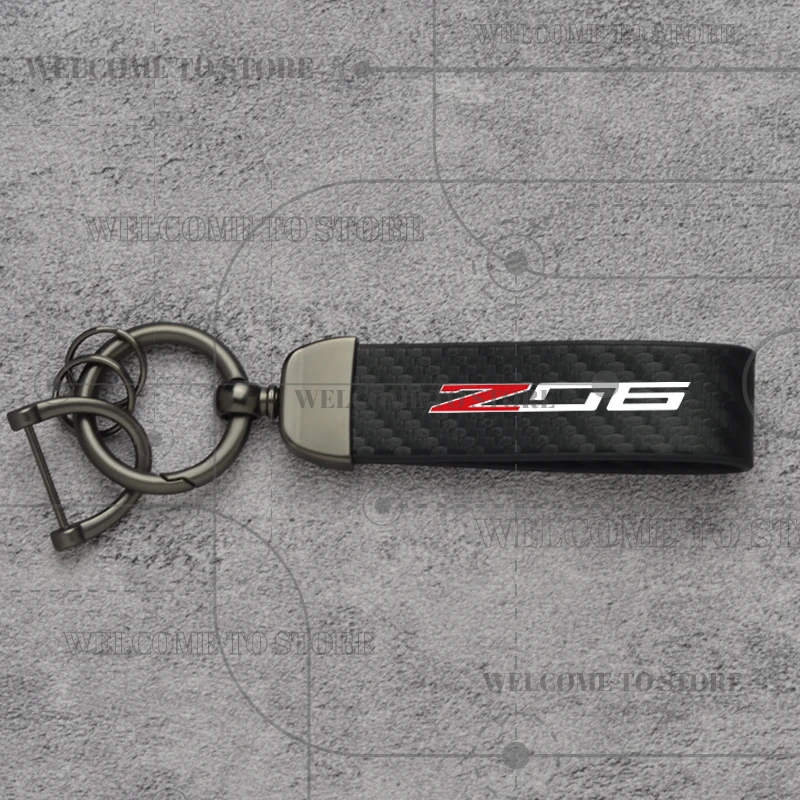 

Углеродное волокно для Chevrolet Z06 Super Charged Emblem Corvette C6 C8 C7 Silverado Модный кожаный брелок для мужчин и женщин Автомобильный брелок