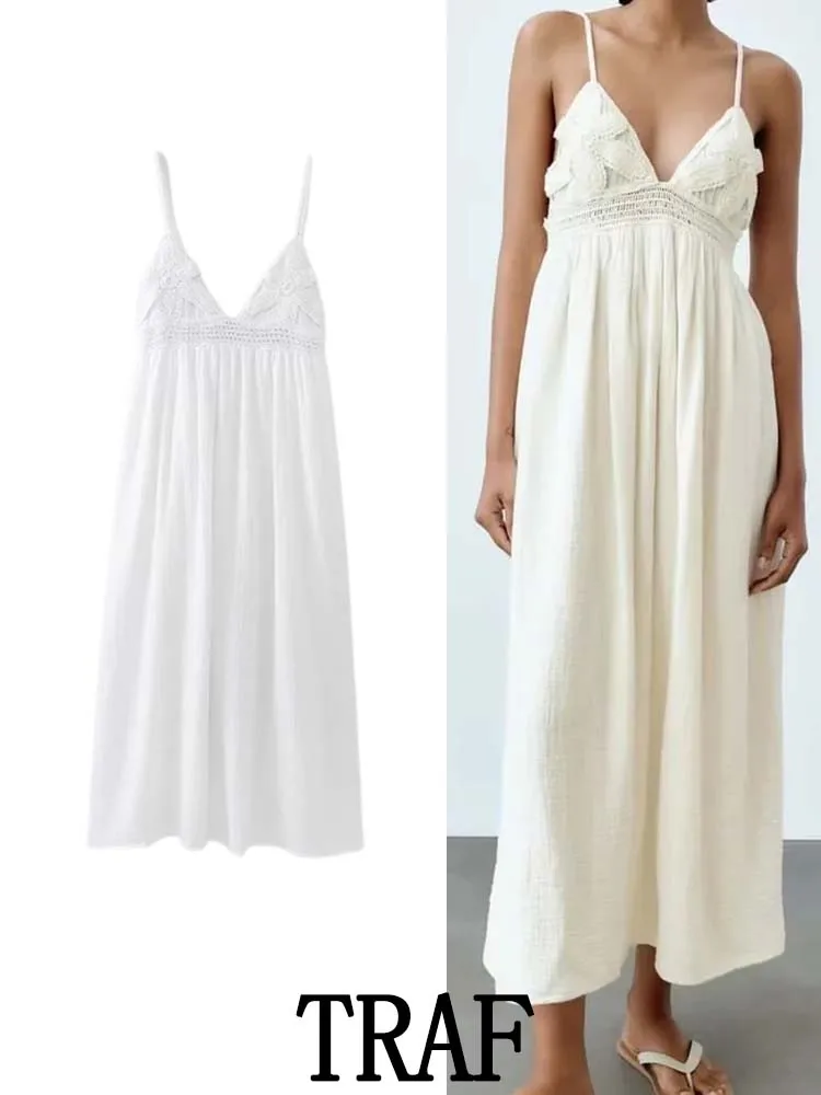 

Женское вязаное платье-миди на бретельках, без рукавов, с открытой спиной