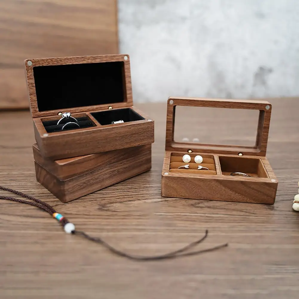 

Travel Jewelry Box Dustproof Multipurpose Wood Rings Earrings Mini Jewelry Case for Girls