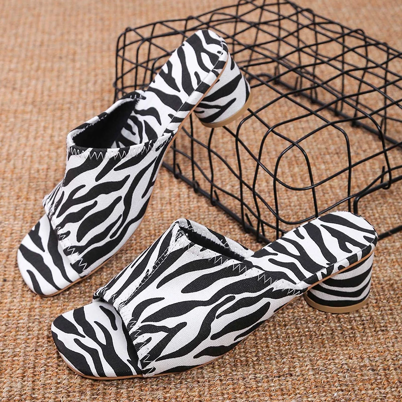 

Женские сандалии с леопардовым принтом, туфли на высоком каблуке, открытый носок, тапки, универсальные, лето 2022