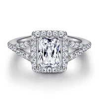 radiant white cubic zirconia split ring band 925 silver engagement ring for women gfit