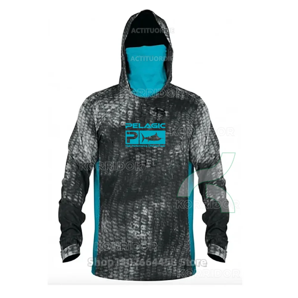 

Pelagic Fishing Shirt Hoodie Mask Fishing Clothing Summer Long Sleeve Upf 50 Quick Dry Breathable Jerseys Sun Protection T-shirt