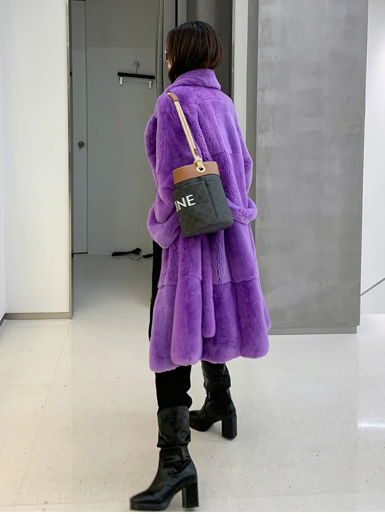 Женское зимнее пальто из натурального меха кролика Рекс |