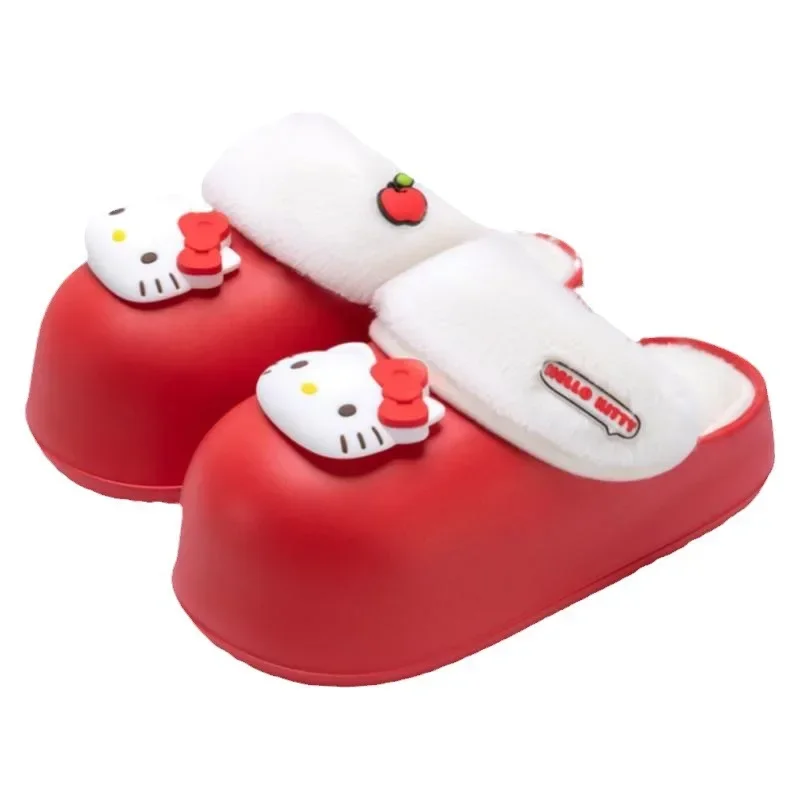 Kawaii Sanrio хлопковые тапочки HelloKitty милая красота рождественская одежда съемная
