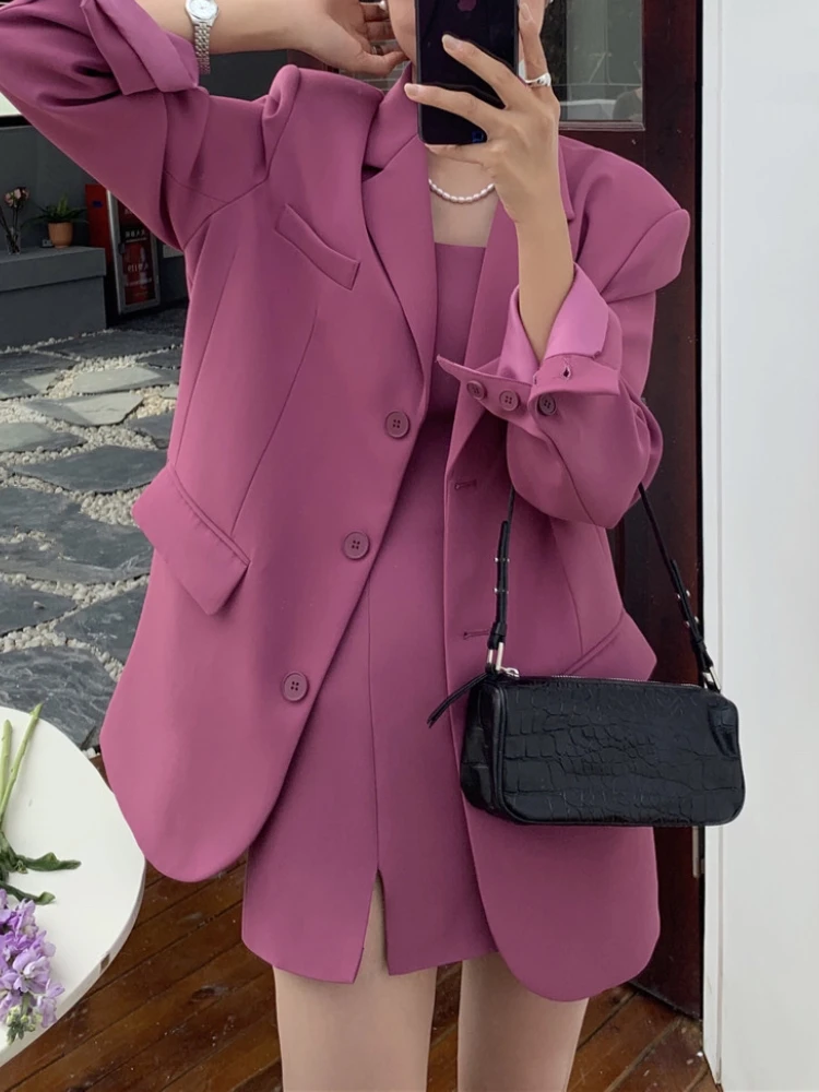 

New Spring Autumn Loose Women's Blazer Casual Notched Collar Long Sleeve Female Jackets 2022 Ladies Fashion Business Suit Coats