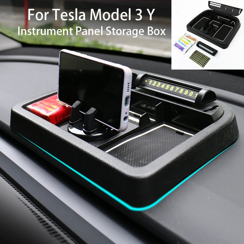 

Instrument Panel Storage Box Storage Rack for Tesla Model 3 Y Number Plate Phone Holder Stowing Tidying Car Modified Accessories