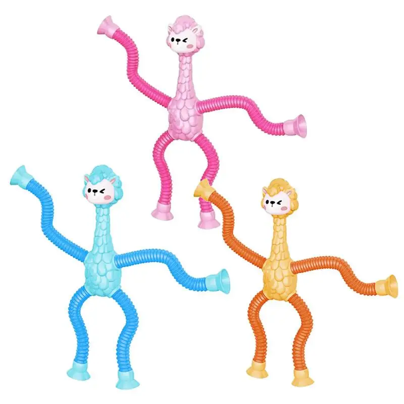 

Animal Tubes Telescopic Alpaca Suction Cup Toy 3 Pcs Stretchy And Shape-Changing Toys Fine Motor Skills And Creative Learning