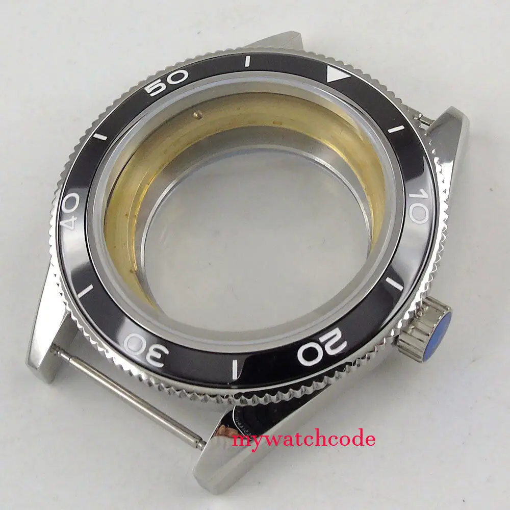 41mm Black Ceramic Bezel Sapphire Glass Watch Case Fit ETA 2836 NH35A NH36A MOVEMENT