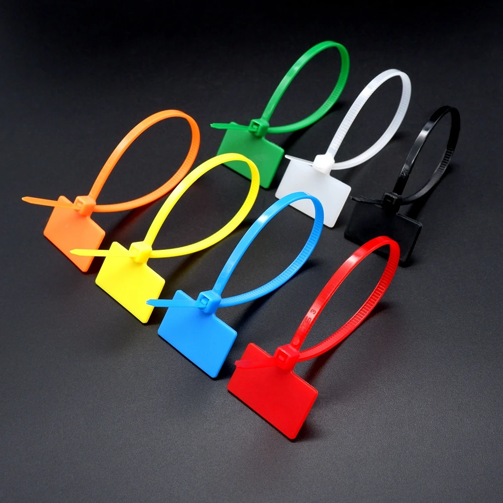 100pcs Nylon Cable Ties Tag Labels Plastic Loop Self-locking Zip Tie Wraps Network Fixing Straps Markers Cable Tag