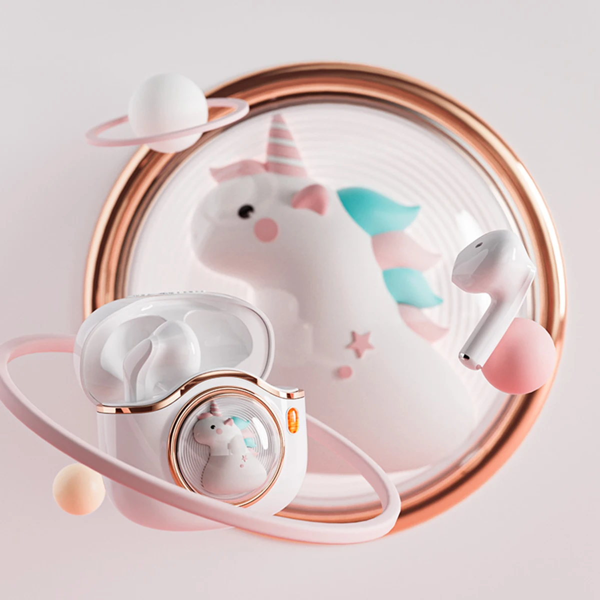 

Girls Pink Wireless Bluetooth Earbuds for Kids Women Cute Headphones Earpods Unicorn Kawaii Mini Earphones With Micro Airbuds