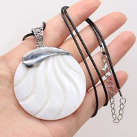 natural shell alloy round necklace pendant for woman handmade craft diy accessory exquisite necklace jewelry pendant 50x50mm