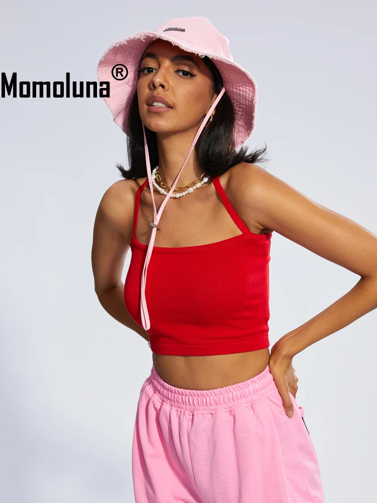 

Женский ТРИКОТАЖНЫЙ УКОРОЧЕННЫЙ ТОП Momoluna с лямкой на шее, жилет, майка