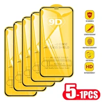 1 5pcs 9d tempered glass for iphone 11 12 13 pro max 6 s 8 7 plus screen protector for iphone 13 xs max x xr se full cover glass