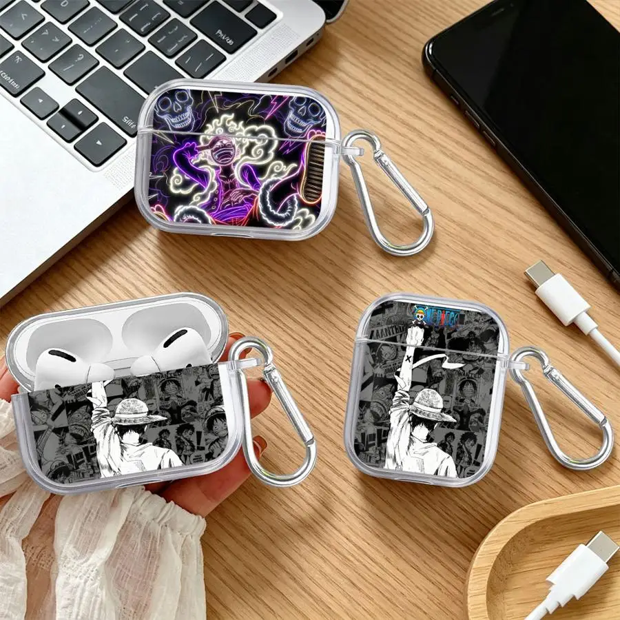 Фото Прозрачные чехлы для наушников AirPods Pro 2, Pro3, 1, 4, 3 с аниме-дизайном One Piece №1