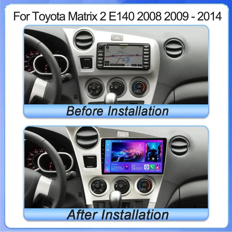 Фото Автомобильный радиоприемник Android 15 Carplay Auto для Toyota Matrix 2 E140 2008 2009 2010 2011 2012 2013 2014 Мультимедийный плеер Навигация GPS №2