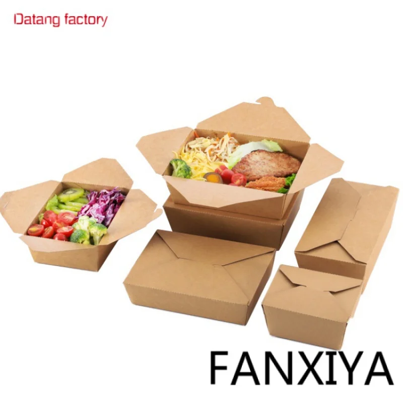 

Custom Recycled Disposable Togo Restaurant Lunch Salad Sandwich Hamburger Container Take out Fast Food Packaging Kraft Paper Box