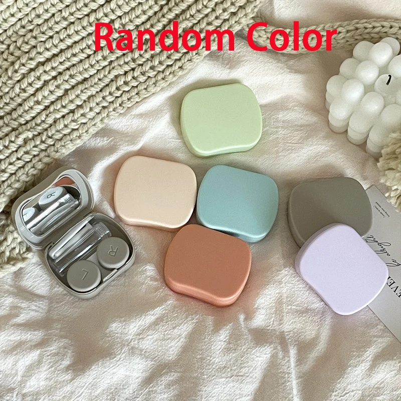 

Contact Lens Container Mini Frosted Solid Color Contact Lens Case Portable Storage Container Contact Lens Double Box With Mirror