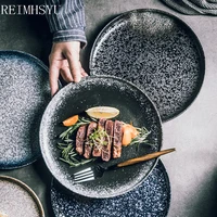 ceramic japanese style steak pasta vegetable sushi salad barbecue flat dinner plate dishes kitchen supplies tableware set