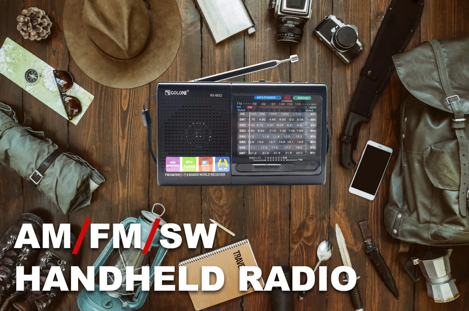 Портативное радио FM AM SW с USB TF картой динамиком карманное для пеших прогулок и