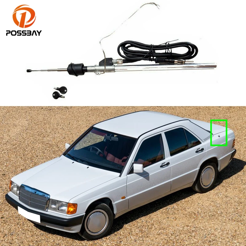 

Car Rear Antenna for Mercedes Benz 190 W201 Fender Extendable 4 Sections AM/FM Radio Signal Aerials Styling Auto Exterior Parts