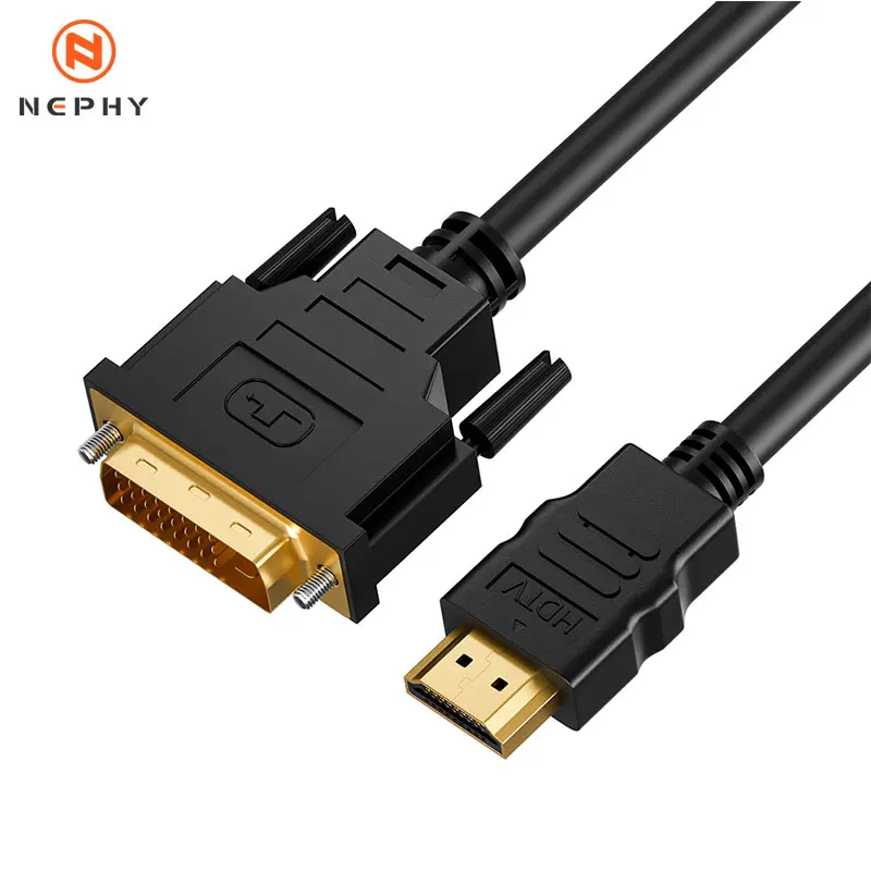 Позолоченный кабель HDMI-DVI Двунаправленный адаптер HDMI для Xiaomi Xbox Serries X PS5 PS4 TV Box